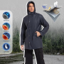 UNIQUEBELLA Дъждобран за мъже, водоустойчиво, ветроустойчиво яке за дъжд с качулка, черно, снимка 4