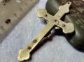 МНОГО СТАРО НАГРЪДНО САЧАНЕНО ЙЕРУСАЛИМСКО РАЗПЯТИЕ КРЪСТ РЪЧНА МАЙСТОРСКА ИЗРАБОТКА РЯДКО 45602, снимка 2