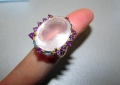 925 сребърен пръстен с розов кварц 36 карата, снимка 2
