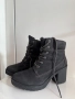 Черни дамски боти на ток с връзки 41 номер, снимка 1
