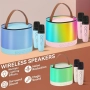 Караоке колона с 2 безжични микрофона Преносима Bluetooth Високоговорител Бял, снимка 5