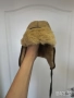 Бежова кожена ушанка шапка, снимка 2