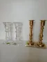 двойка кристални и месингови свещници , снимка 1