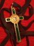СТИЛНО КАТОЛИЧЕСКО ПОЗЛАТЕНО РАЗПЯТИЕ КРЪСТ с ЕМАЙЛ ЛАК и ШНУРЧЕ от ВЕЛУР 21540, снимка 13