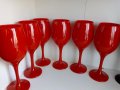 Налични  6 броя червени чаши за вино, снимка 1 - Декорация за дома - 39458530