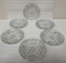 Десертни чинии от оловно стъкло с релефни цветя на дъното-6 бр., снимка 1
