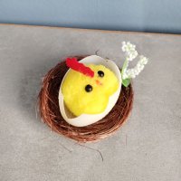 4507 Декорация за Великден Пиленце с черупка в гнездо, 7 см, снимка 4 - Декорация за дома - 44473978