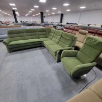 Зелен ъглов диван от плат с ел.релакс и фотьойл "PP - PF20073", снимка 7 - Дивани и мека мебел - 39965022