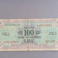 Банкнота - Италия - 100 лири (военна банкнота - ВСВ) | 1943г.; серия А, снимка 1 - Нумизматика и бонистика - 40305820