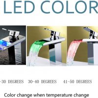 Сменящ цвета LED светлинен кран смесител стоящ с термо глава, водопад, снимка 16 - Други стоки за дома - 40161061