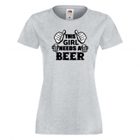 Дамска тениска This Girl Needs A Beer 3,Празник,Бира,Бирфест,Beerfest,Подарък,Изненада, снимка 5 - Тениски - 36376369