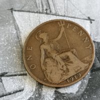 Монета - Великобритания - 1 пени | 1919г., снимка 1 - Нумизматика и бонистика - 34350053