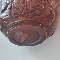 Старо китайско шишенце за емфие/червен кехлибар 18- 19век Cherry Amber Snuff Bottle , снимка 12 - Антикварни и старинни предмети - 40227487