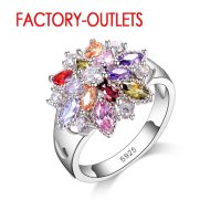 Сребърен пръстен с многцветни скъпоценни камъни, снимка 2 - Пръстени - 41561204