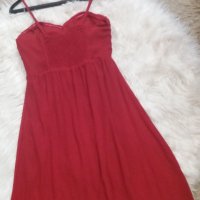 Червена рокля с тънки презрамки  - шифон , снимка 3 - Рокли - 41893179