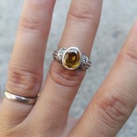 Сребърен пръстен с цитрин, снимка 2 - Пръстени - 41743806