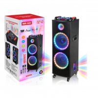 Двойна тонколона 2000W – 2 x 12″ говорители, цветни светлини NDR-1222  Код на продукт: TS6142, снимка 1 - Тонколони - 40095469