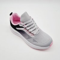Дамски олекотени маратонки в светло сиво с розово , снимка 4 - Маратонки - 40455265