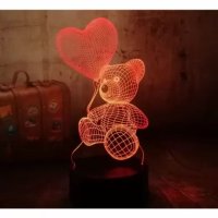 Холограмна LED лампа CREATIVE 3D taddy bear, снимка 7 - Лед осветление - 40327798