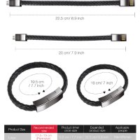 Унисекс кожена гривна USB кабел за зареждане и пренос на данни за iPhone, снимка 6 - USB кабели - 41702711