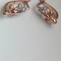 Ретро руски диамантени златни обеци, снимка 3 - Обеци - 44585001