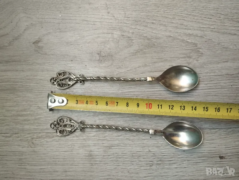 Комплект две посребрени метални лъжички, снимка 1