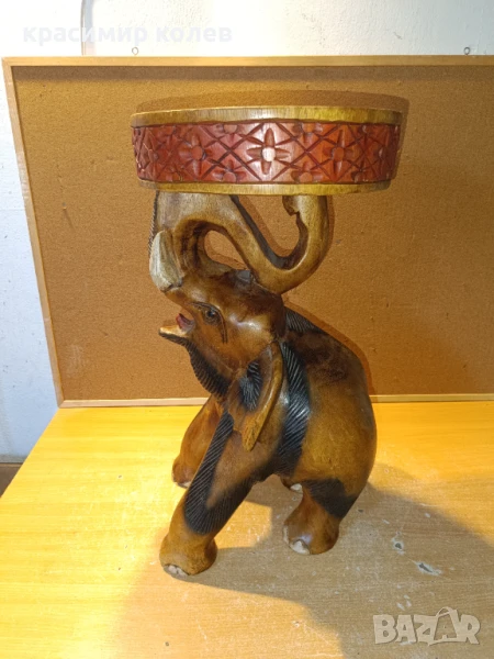 ръчно изработен дървен слон-столче, снимка 1