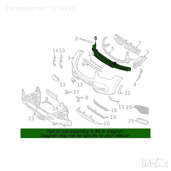 Абсорбатор за предна броня на Мерцедес GLE C167, снимка 1