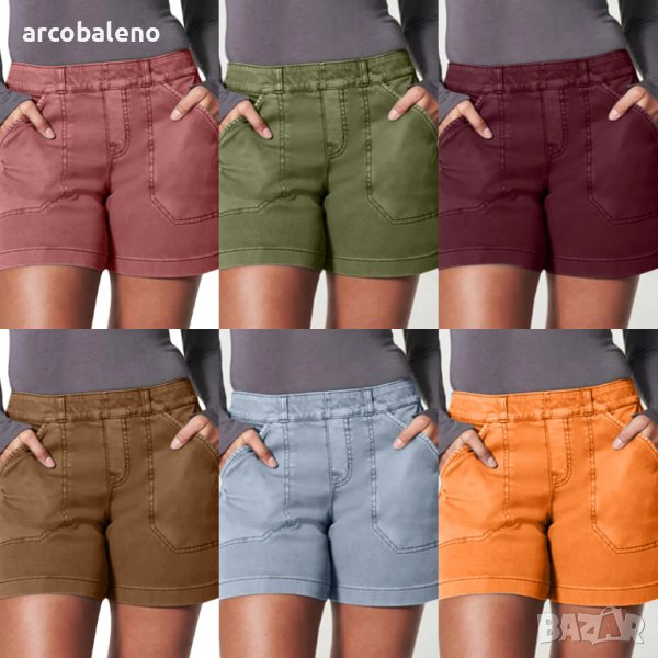 Нови модни универсални дамски къси панталони от кепър с голям джоб и голям ластик, 11цвята , снимка 1