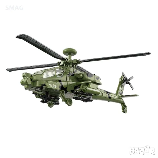 Военен хеликоптер Apache със звук и светлина S_1238924, снимка 1