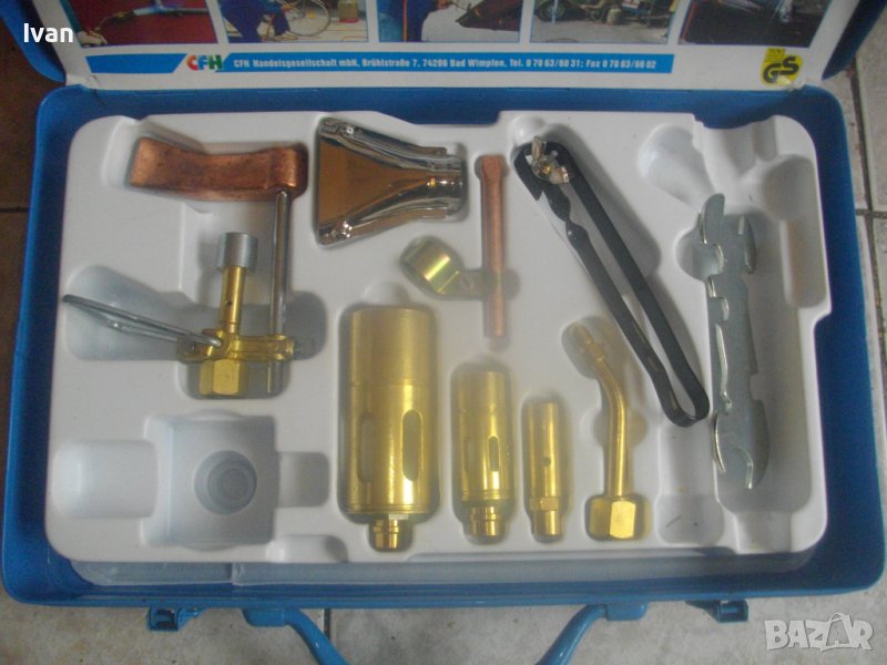CFH PROFI-Нов Немски Старо Качество Сет/Комплект Газов Поялник/Дюзи-9 Части в Метален Куфар, снимка 1