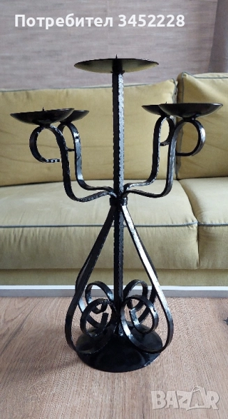 свещник ковано желязо височина 40см , снимка 1