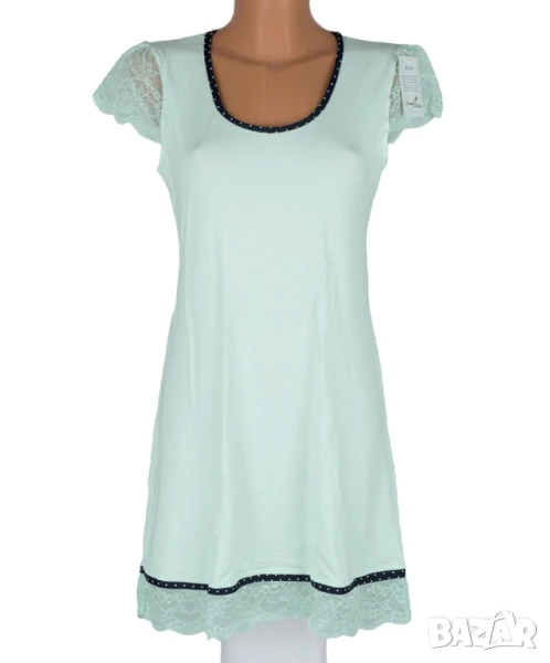 Нощница цвят бледа мента с дантела Hamana L, снимка 1