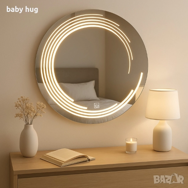 Дизайнерско огледало с LED осветление и тъч, снимка 1