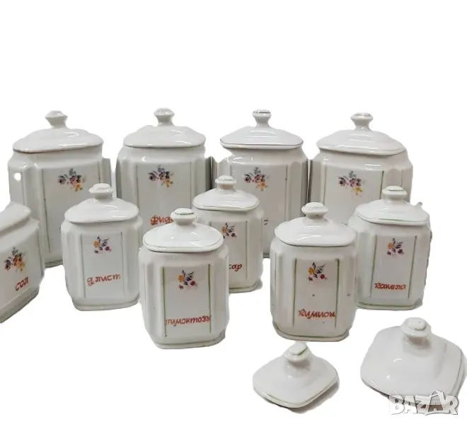 Стари порцеланови буркани за подправки и продукти - 11 бр.(13.5), снимка 1
