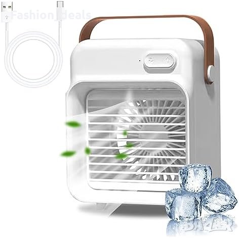 Нов USB акумулаторен вентилатор за охлаждане с режими на мъгла 3 скорости на вятъра, снимка 1