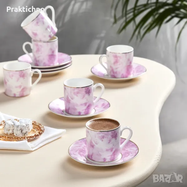Порцеланов Комплект 6 чаши за КафеKARACA (Караджа) Розови 80 мл, снимка 1