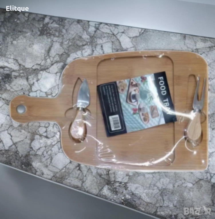 Дъска за пица с 2 прибора 29.5 x 19.5 x 1.5 см, снимка 1