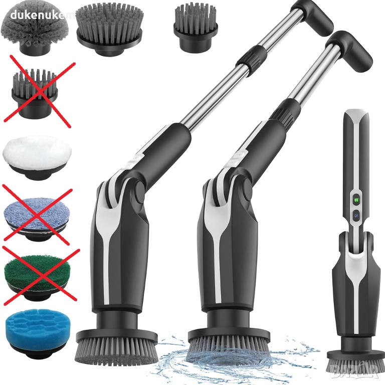 Електрическа четка за почистване с телескопична дръжка - с липсващи части, снимка 1