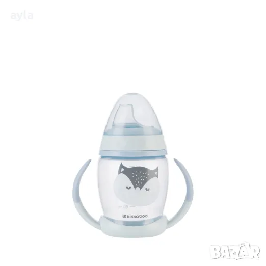 Чаша със силиконов накрайник 200мл Happy face Blue, снимка 1