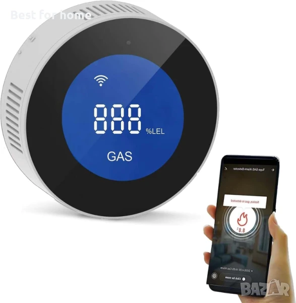 WiFi газодетектор,  с LCD дисплей, съвместим с Alexa/Google Home/, снимка 1