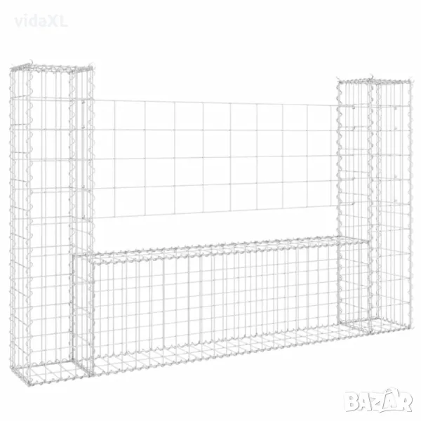 vidaXL U-образна габионна кошница с 2 стълба, желязо,(SKU:151275, снимка 1