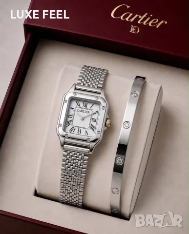 Cartier ⚜️Часовник + Гривна ⚜️, снимка 7 - Дамски - 55709540