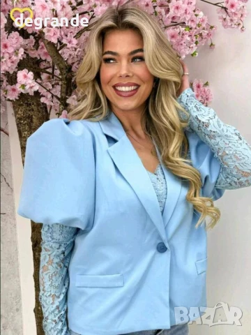 Дамско сако с плетени ръкави, снимка 5 - Сака - 50820512