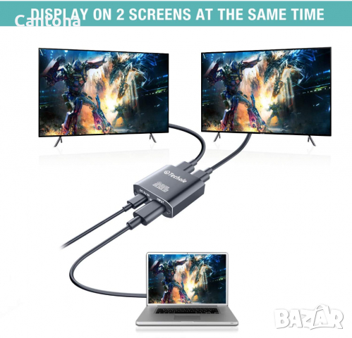 Techole 4K HDMI сплитер - 2-посочен, алуминиев, 1.4 HDCP Bypass, 4K@30Hz 1080P 3D за PS4 Xbox Sky Bo, снимка 2 - Кабели и адаптери - 36234901
