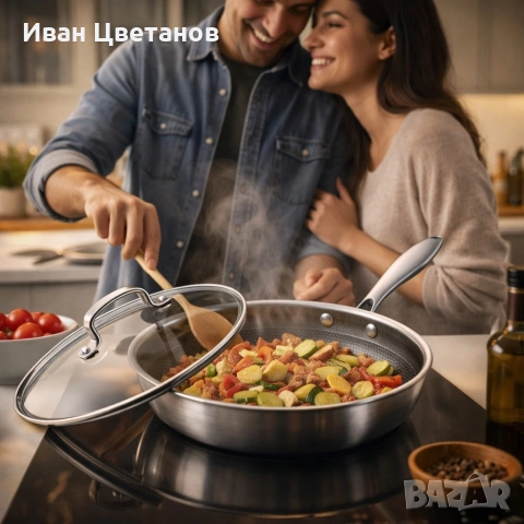 Тиган с капак Goldmann GM 1128-24, 1128-26 , 24x5 см./26х5 см., Трислойно дъно, Незалепващо покритие