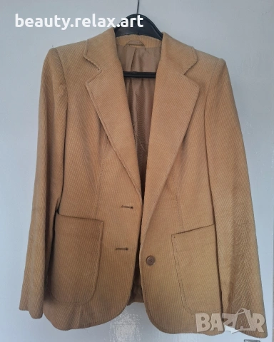 Стилно дамско сако от рипсено кадифе (цвят карамел), снимка 2 - Якета - 53688340