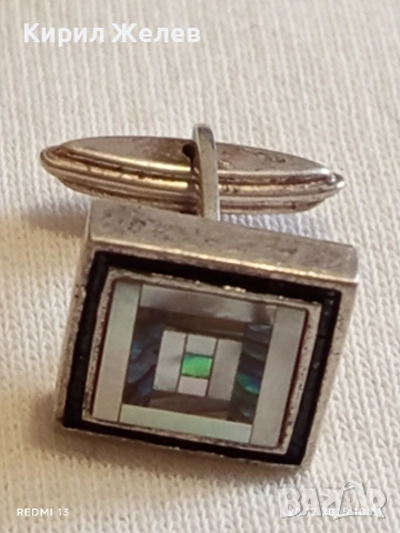 ВИНТИДЖ СРЕБЪРНО КОПЧЕ за РЪКАВЕЛИ с ЦВЕТЕН СЕДЕФ ЮВЕЛИРНА ИЗРАБОТКА 34019, снимка 7 - Други ценни предмети - 52855284