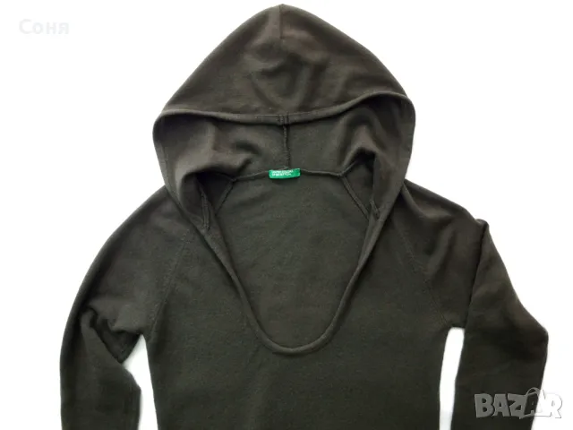 BENETTON фина вълна кафява с качулка