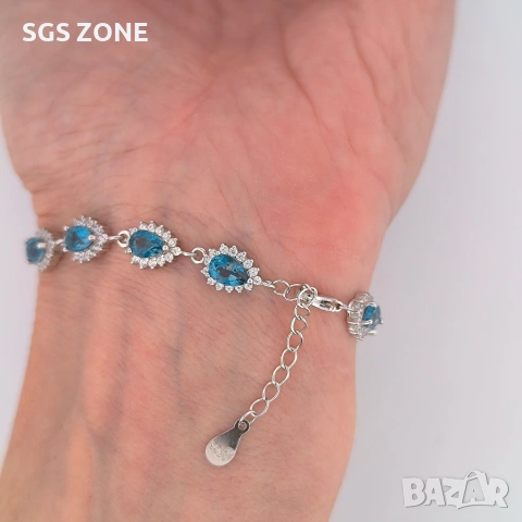 Сребърна гривна с необичаен лондонски топаз от Тайланд, снимка 3 - Гривни - 53450370